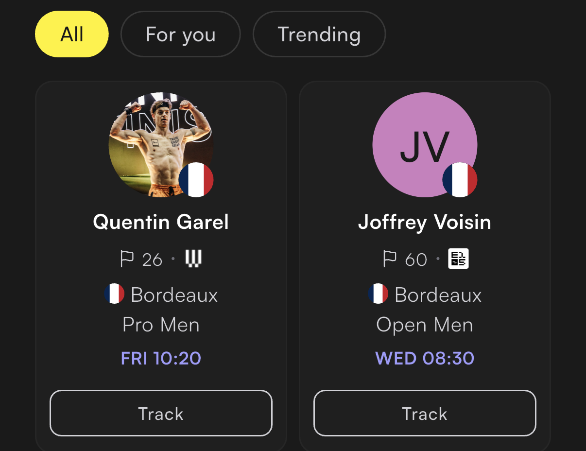 Picking a specific athlete to track and race